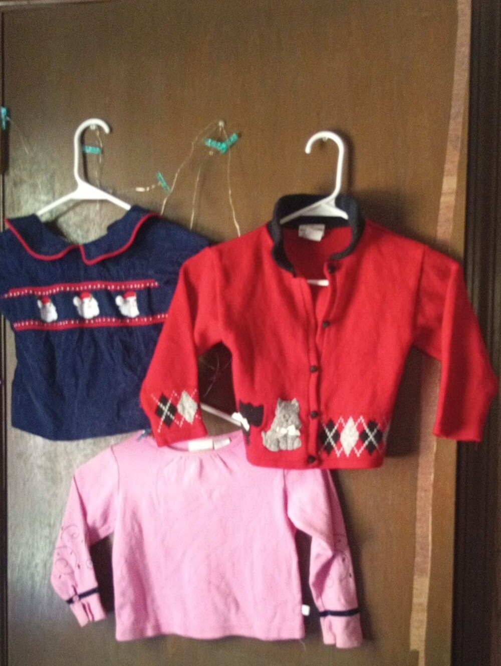 3#Red Knit Cardigan with Cat Appliqué Sweater, Shrimp-grits santa Tops Kids - Picture 8 of 9